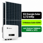 Kit Solar 3,72 kWp Bifacial Gokin 620W + Inversor Solplanet 3000W c/ AFCI