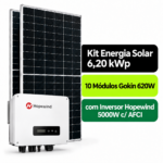Kit Solar 6,20 kWp Bifacial Gokin 620W + Inversor Hopewind 5000W c/ AFCI