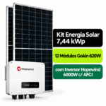 Kit Solar 7,44 kWp Bifacial Gokin 620W + Inversor Hopewind 6000W c/ AFCI