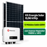 Kit Solar 8,06 kWp Bifacial Gokin 620W + Inversor Hopewind 7500W c/ AFCI