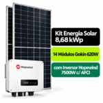 Kit Solar 8,68 kWp Bifacial Gokin 620W + Inversor Hopewind 7500W c/ AFCI