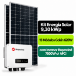 Kit Solar 9,30 kWp Bifacial Gokin 620W + Inversor Hopewind 7500W c/ AFCI