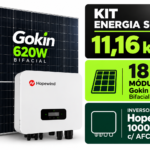 Kit Solar 11,16 kWp Bifacial Gokin 620W + Inversor Hopewind 10000W c/ AFCI