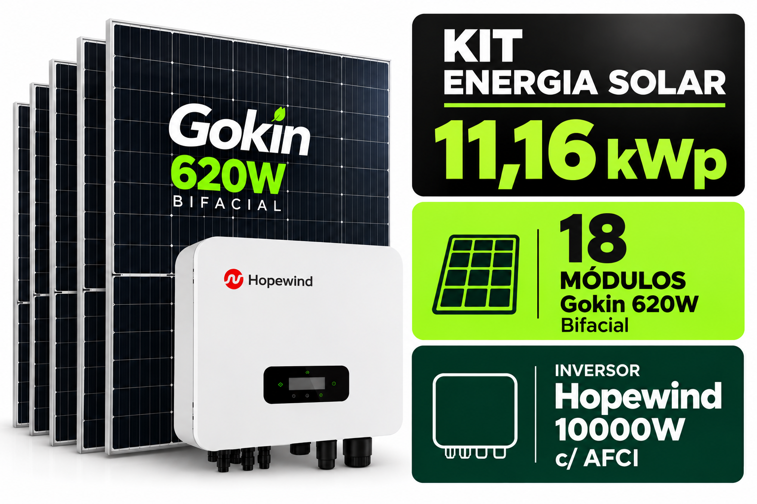 imagem_2026-09-08_204050167 Kit Solar 11,16 kWp Bifacial Gokin 620W + Inversor Hopewind 10000W c/ AFCI - Imagem 1