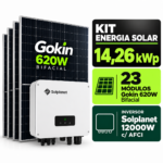 Kit Solar 14,26 kWp Bifacial Gokin 620W + Inversor Solplanet 12000W c/ AFCI